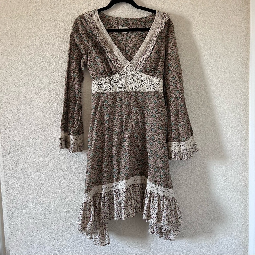 Ralph Lauren Denim Supply women’s Floral Midi Dress Medium Flare Sleeve Cottage